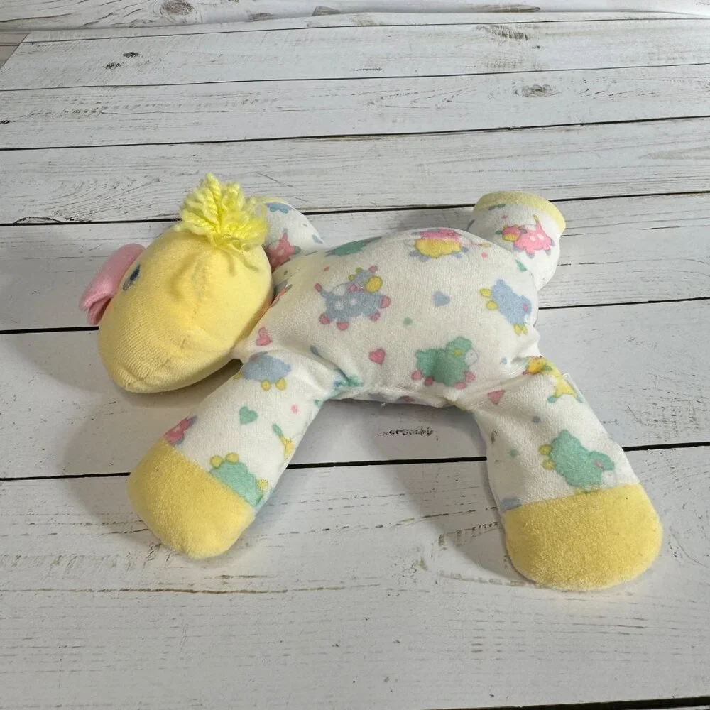 Vintage‎ Eden Baby Duck Terry Cloth Pajamas With Lambs Plush Toy Pink Beak